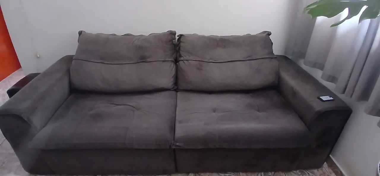 Sofa retrátil Suede Cinza chumbo - Foto 3