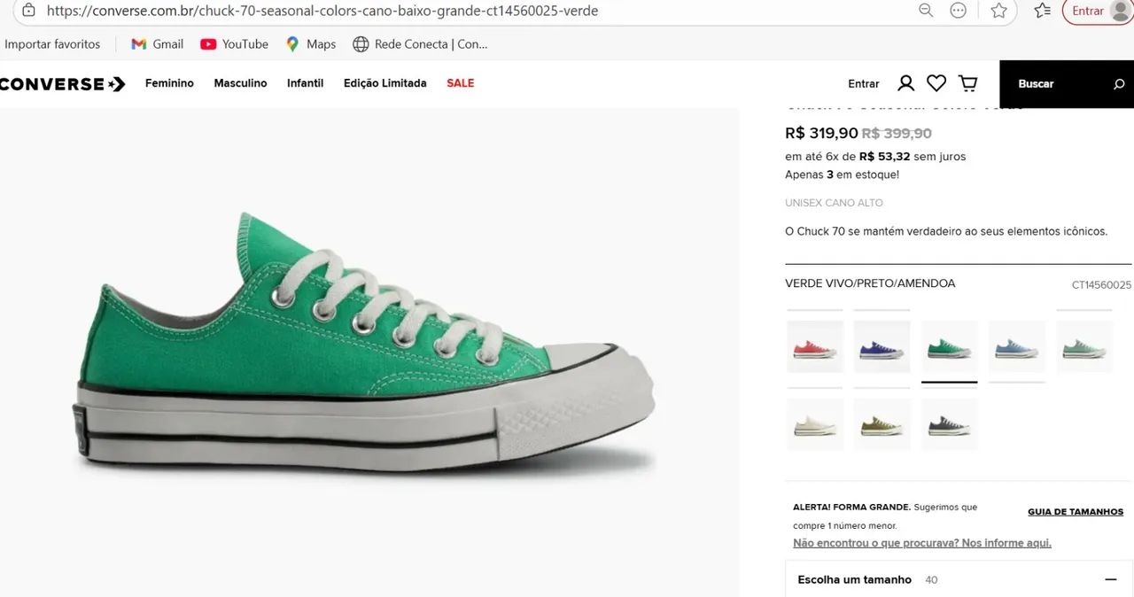 All Star Converse cano baixo  nº 40
