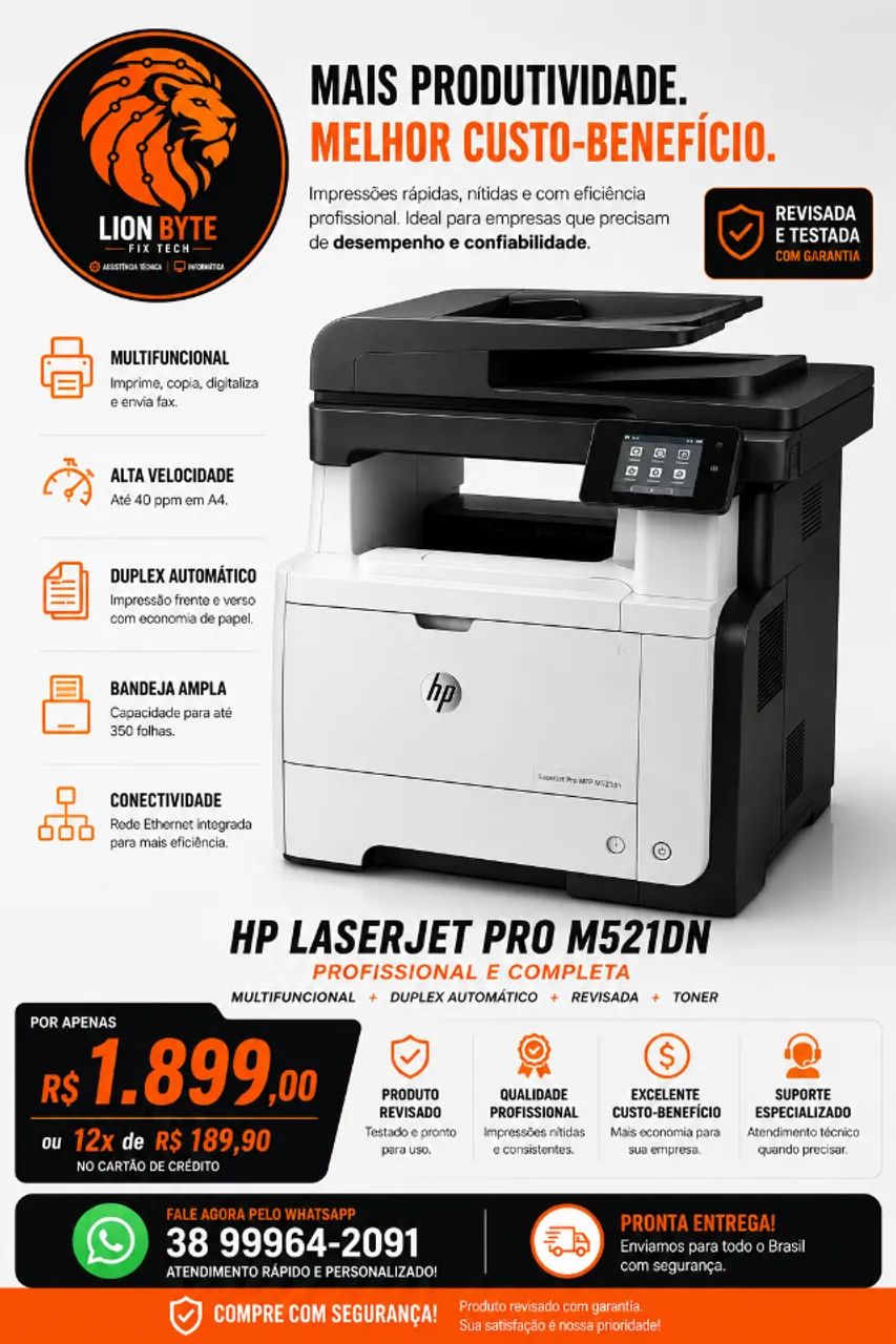 HP LaserJet Pro M521DN Multifuncional Laser Monocromática Duplex