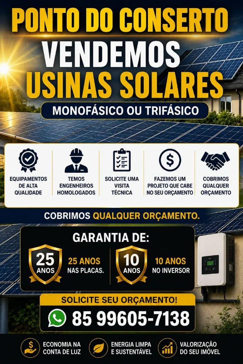 ENERGIA SOLAR VENDAS E MANUTENÇÃO VER DESCRIÇÃO 
