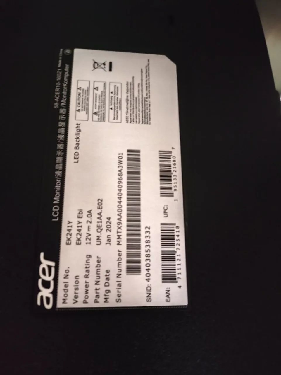 Monitor Acer modelo EK241Y Ebi, com tela LED de 24 polegadas - Foto 2