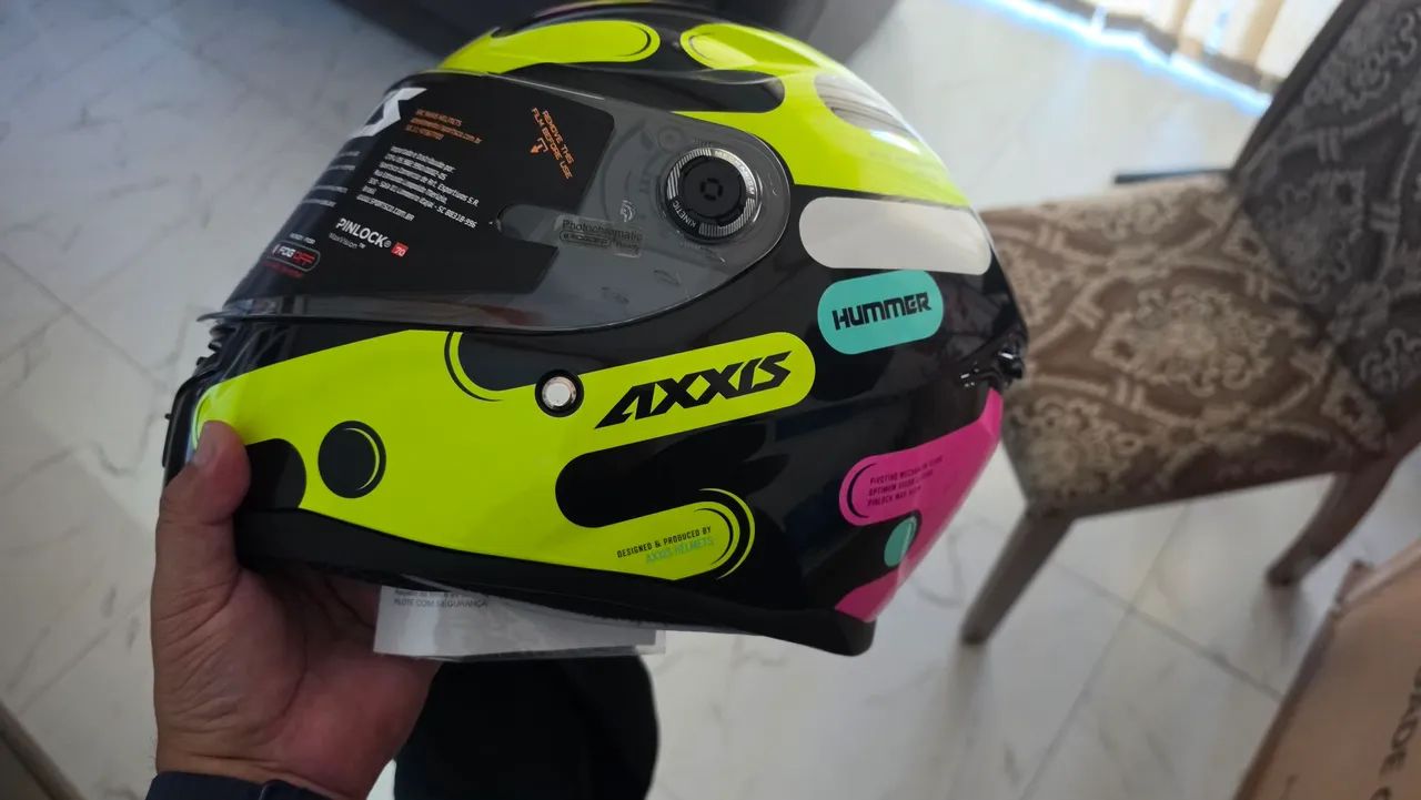 Capacete Axxis Fechado Hummer Liquer B13 Yellow Fluor Gloss