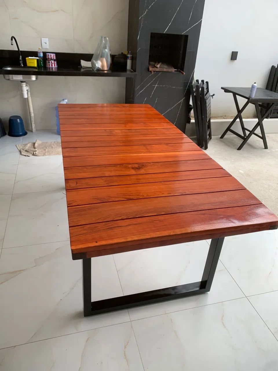 Mesa ripada com base em metalon  - Foto 3