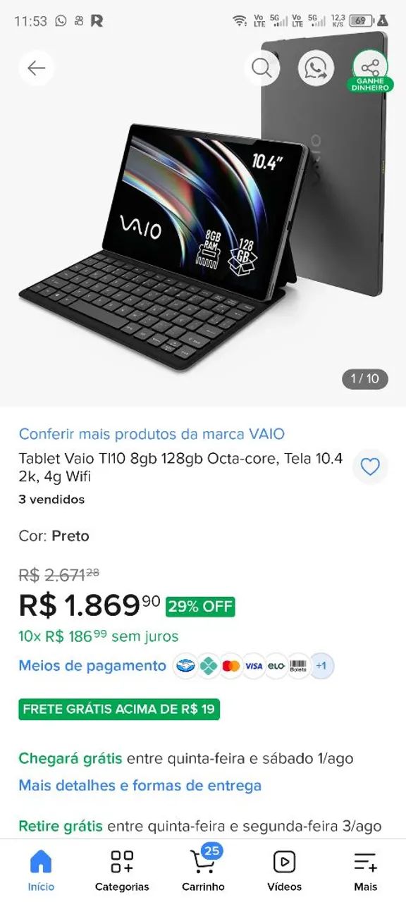 Vendo tablet novo todo top 