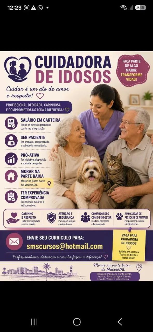 Preciso de cuidadora de idosos