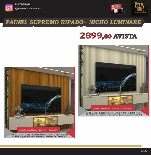 PAINEL SUPREMO RIPADO+NICHO LUMINARE COM LED