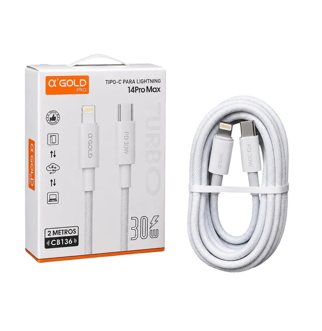 CABO TURBO USB-C PARA LIGHTNING 30W - 2 METROS