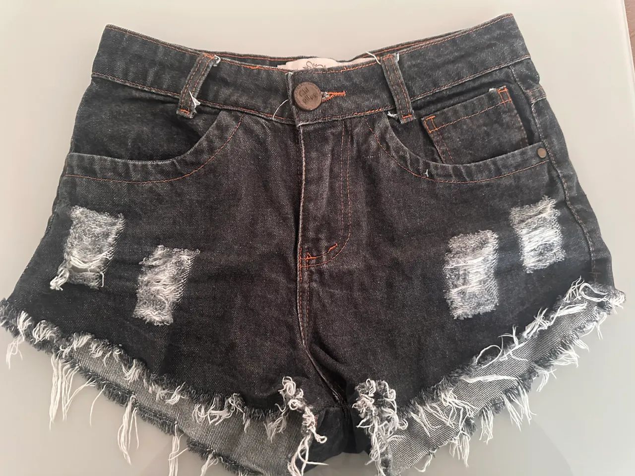 Short Jeans Preto Destroyed Feminino | Tam. 40