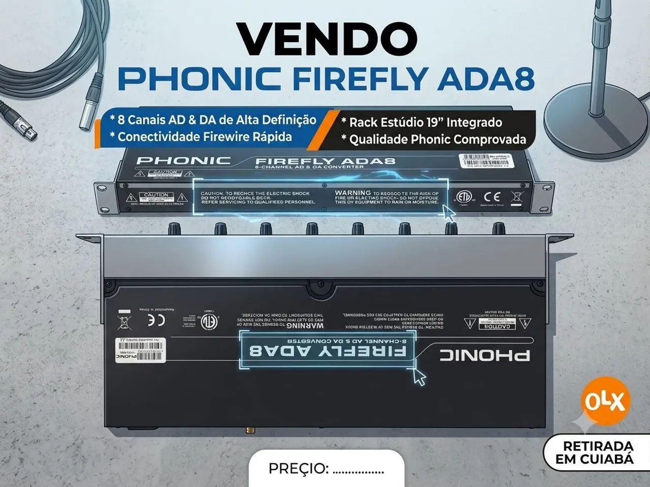InInterface Conversor ADAT Phonic Firefly ADA8 - 8 Pre-Amps + Cabos  - Foto 2