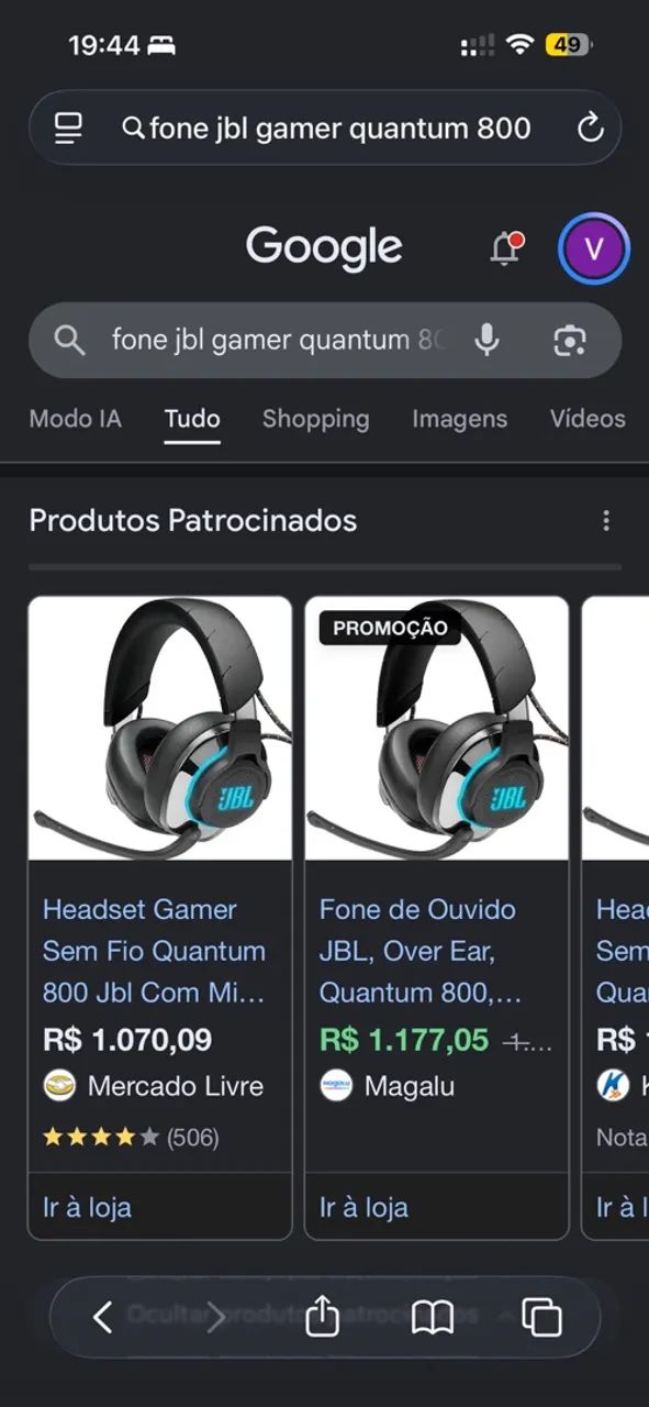 Fone/Hedset Gamer Jbl sem Quantum 800 - Foto 5