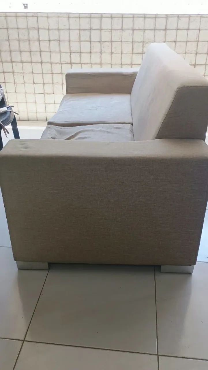 VENDO SOFÁ DE 2 METROS - TECIDO LINHO  - Foto 4
