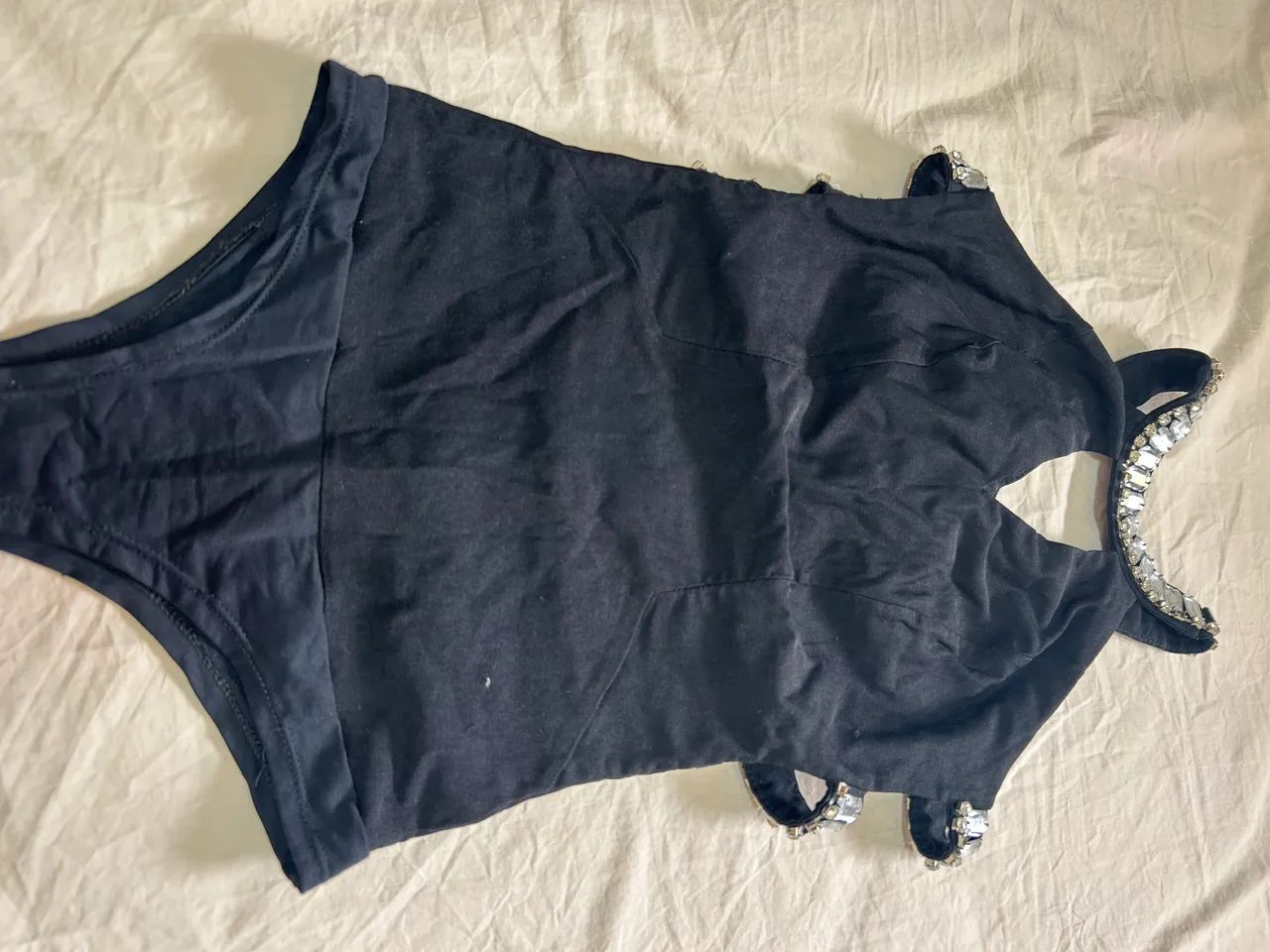 Body preto nó elastano  com pedrarias 
