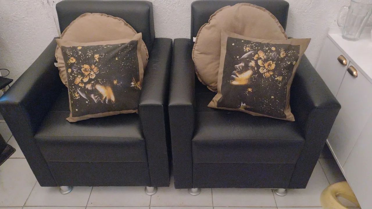  *13 poltrona sofá couro sintético simples 1 lugar  - Foto 4