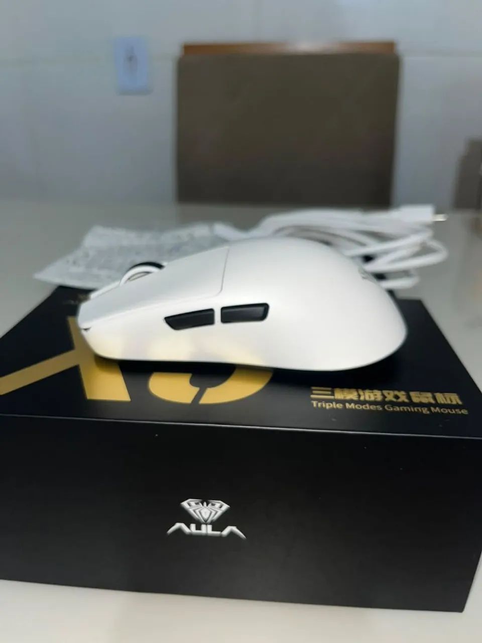 Mouse Gamer AULA X9 Triple Modes Branco - Foto 4