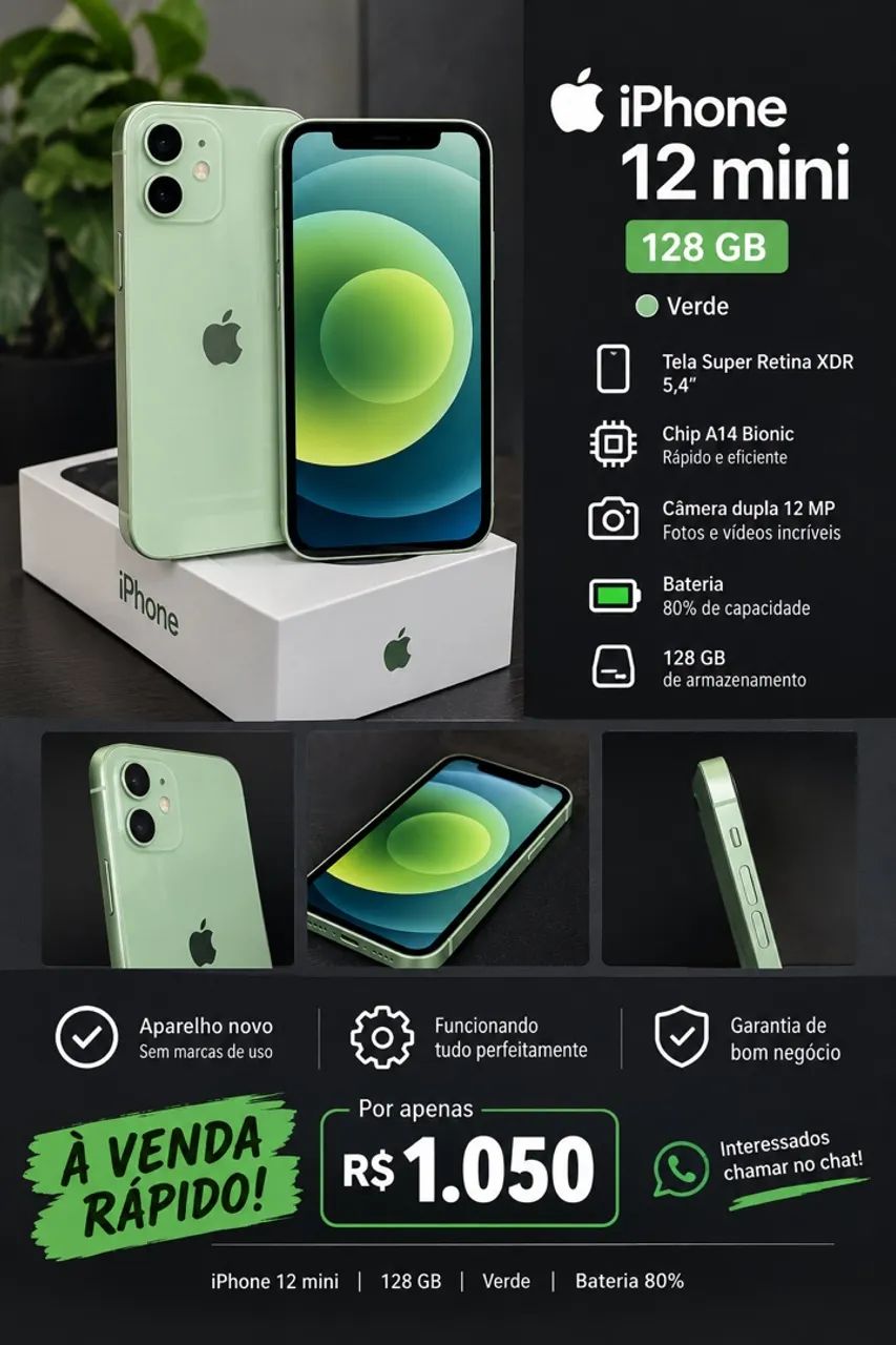 iPhone 12mini funcionando perfeitamente 128Gb Oportunidade 