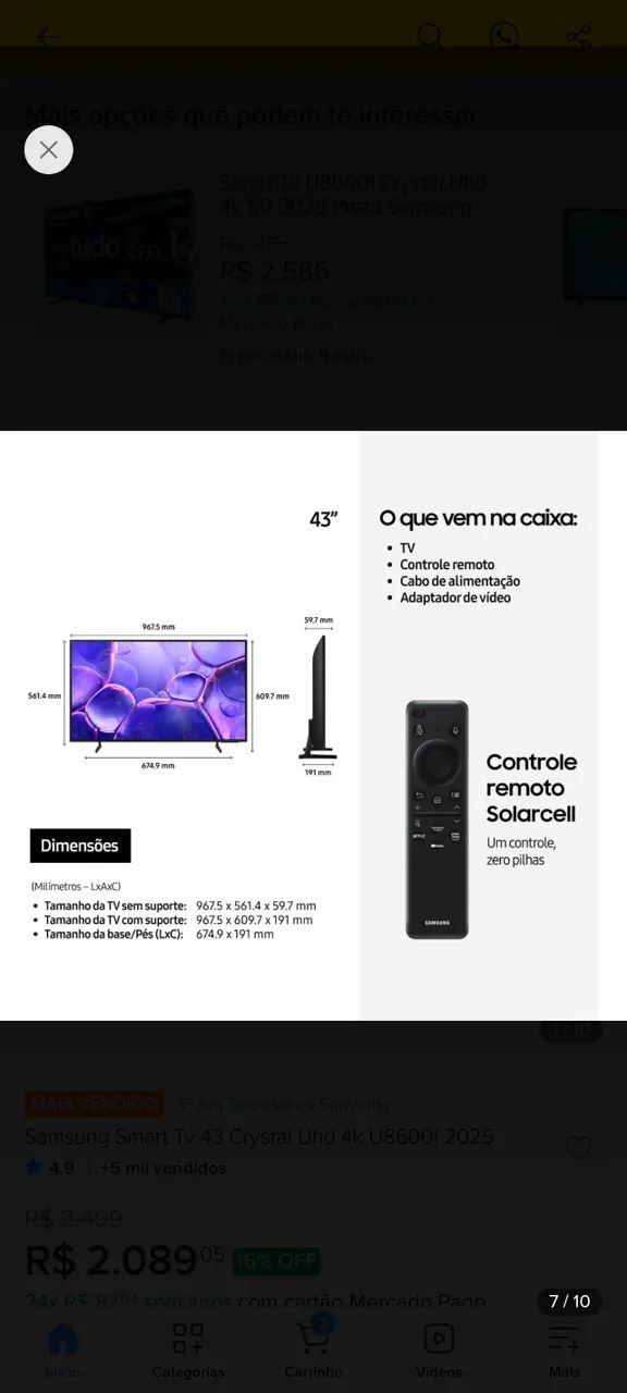 Tv samsung 43" 4K Crystal UHD - Foto 5
