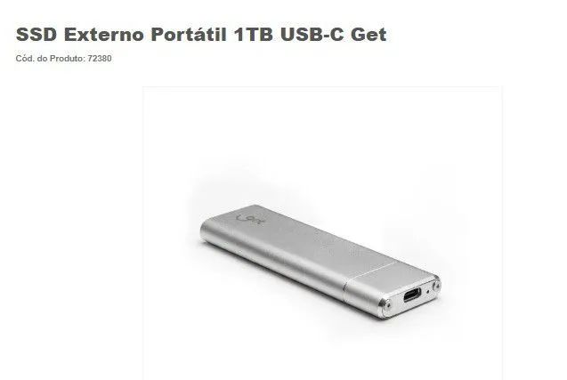 SSD Externo Portátil 1TB USB-C Get