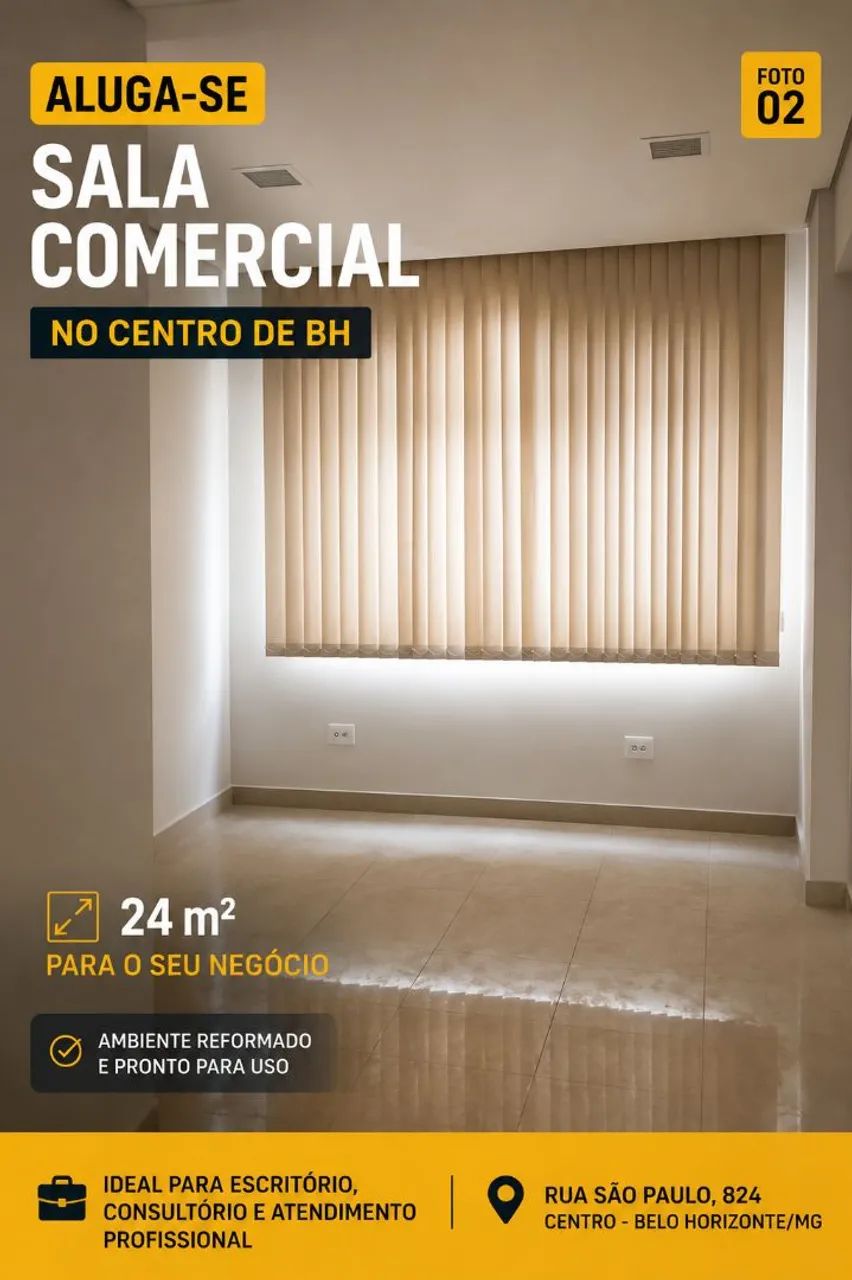 Sala Comercial 24m² Reformada no Centro de BH | Banheiro Privativo - Foto 2