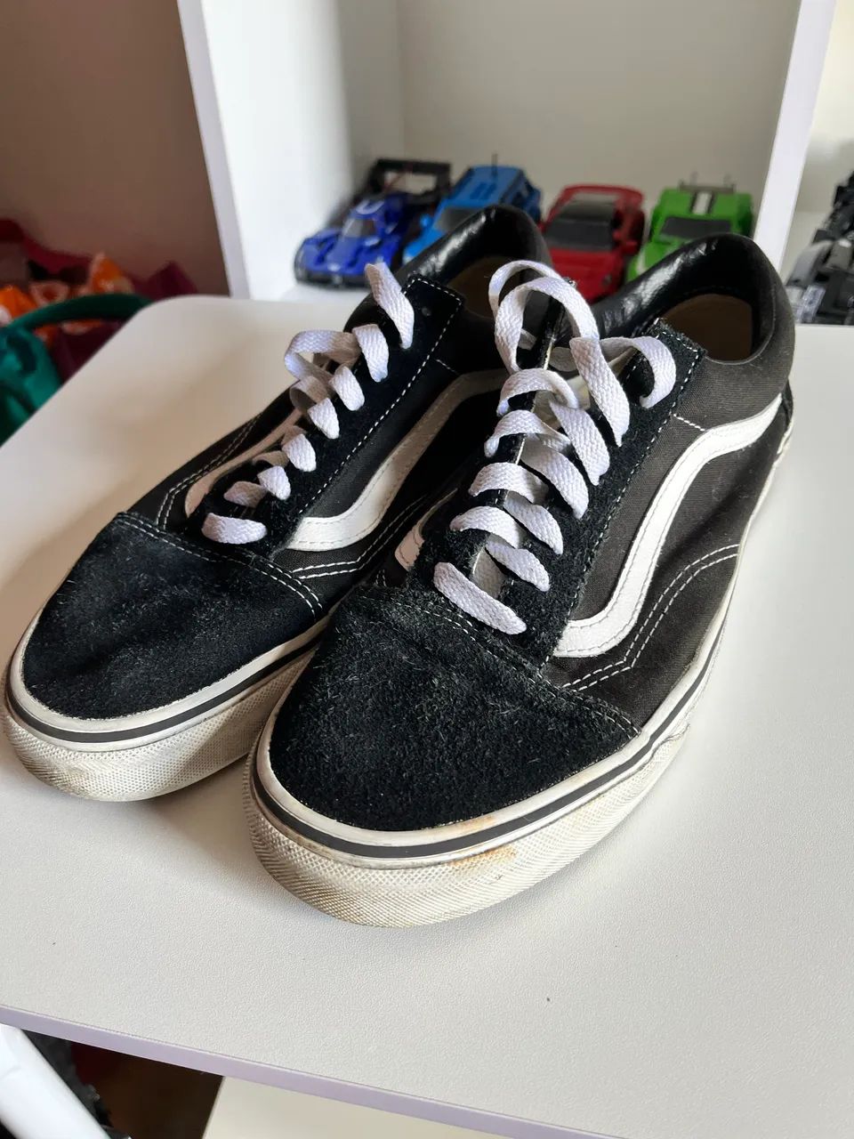 Tênis Vans Old Skool - Preto/Branco (canvas + suede) - Foto 4
