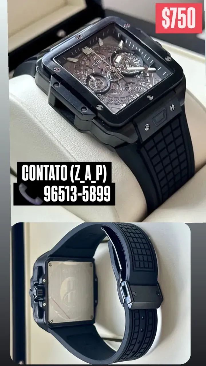 Relógio HUBLOT SQUARE BANG ALL BLACK MULTIFUNCIONAL  - Foto 2