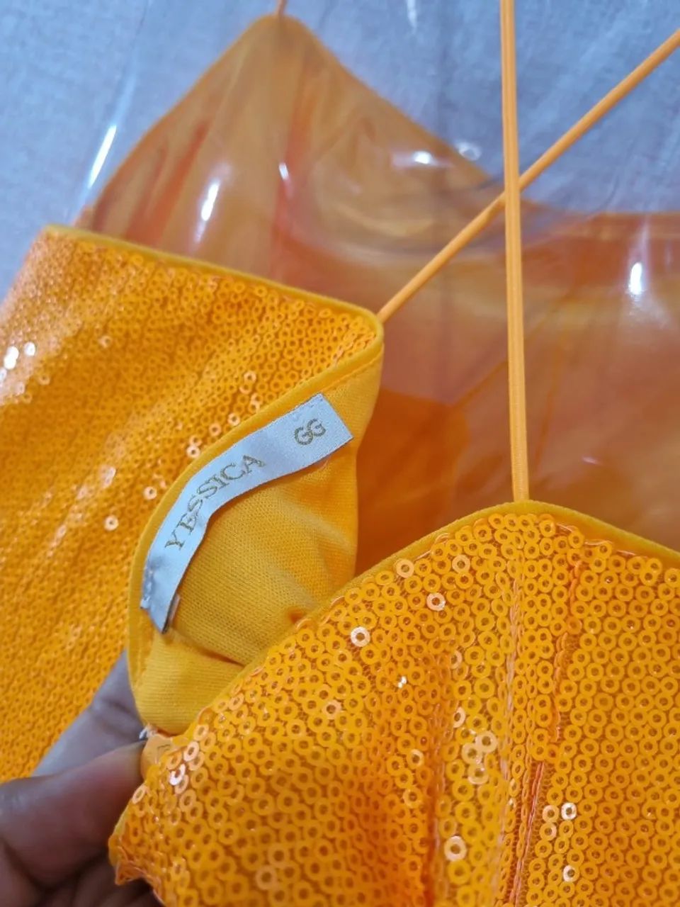 VESTIDO DE PAETE LARANJA PLUS SIZE CEA - Foto 2