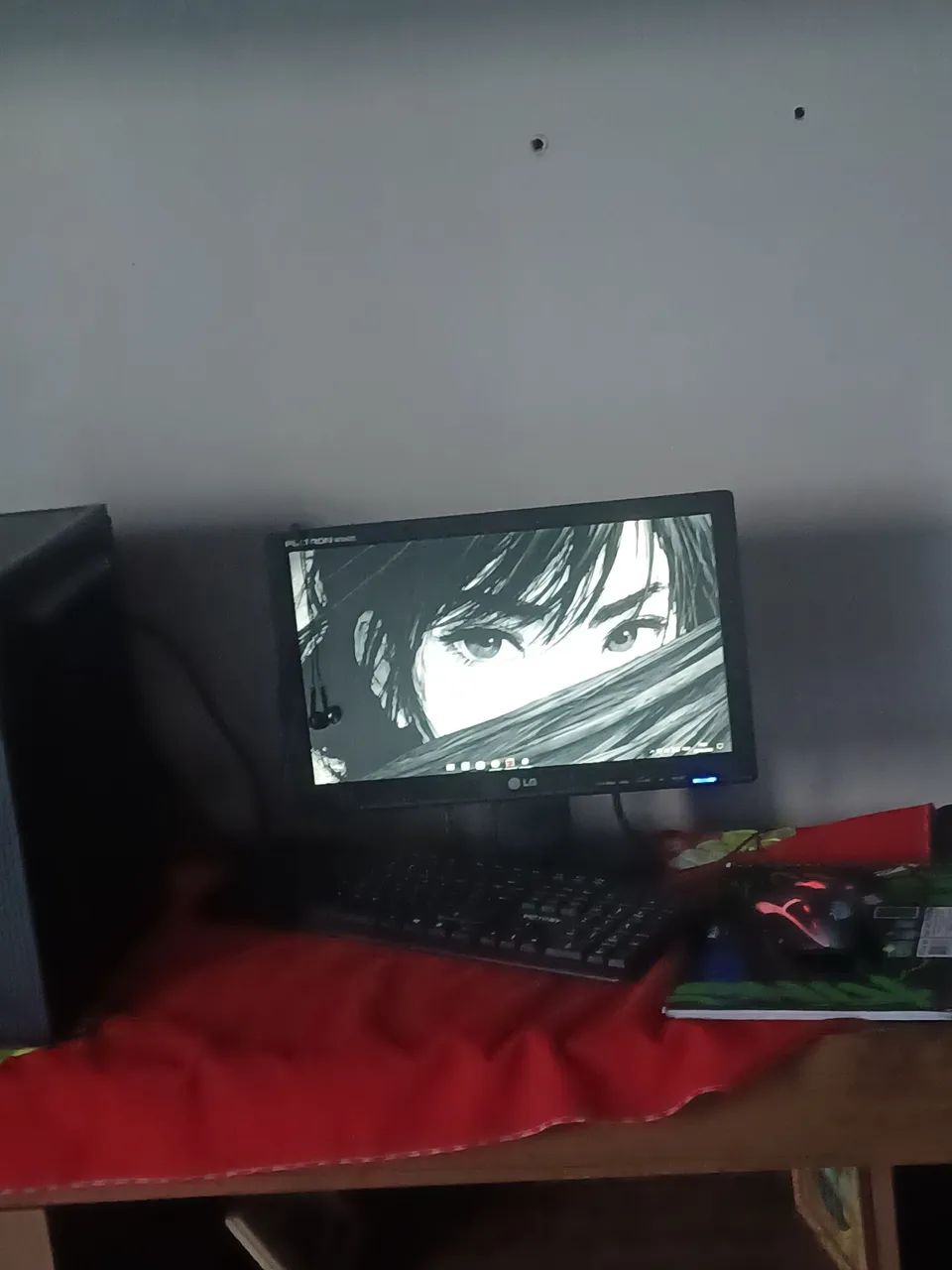 Monitor cabo vga e mause e teclado
