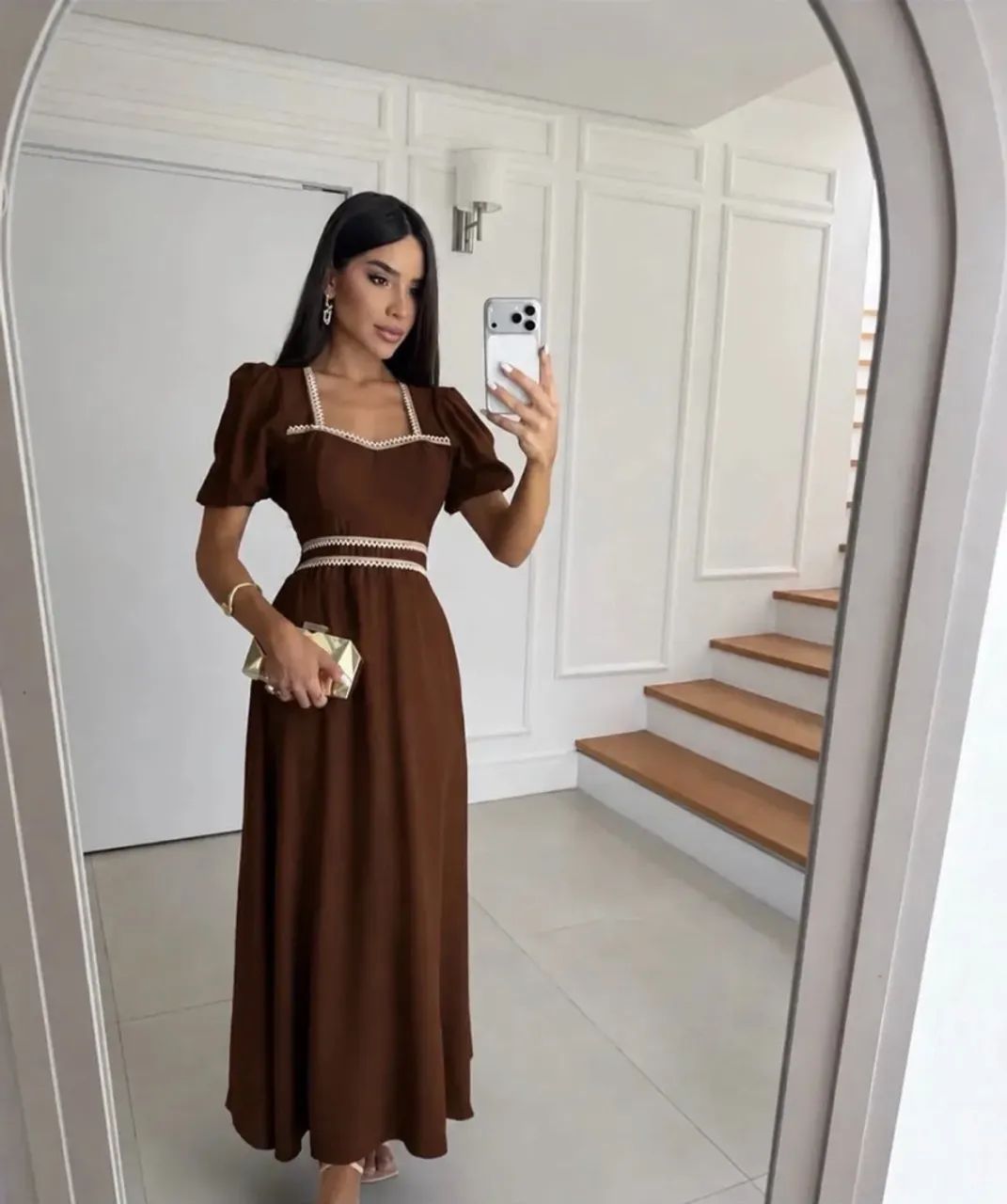 Vestido Moda Cristã Marrom 