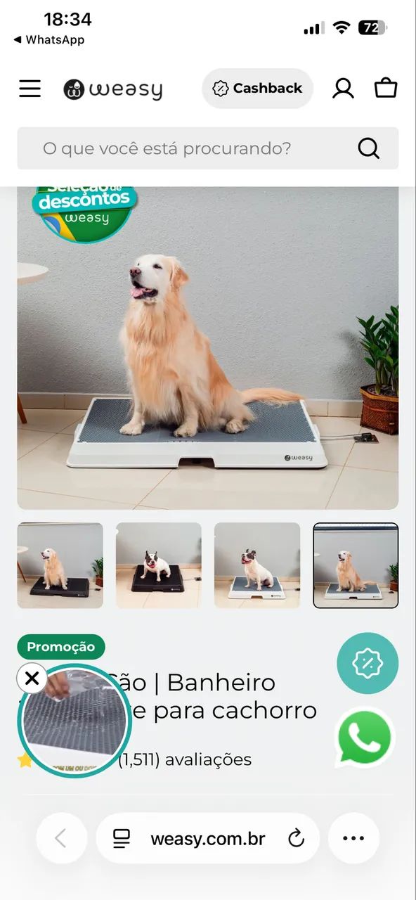 Weasy Cão | Banheiro inteligente para cachorro 70x100cm - Foto 2