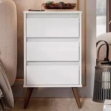 Mesa de Cabeceira Retro Wood Branco EJ Moveis - Entrega Rápida! 