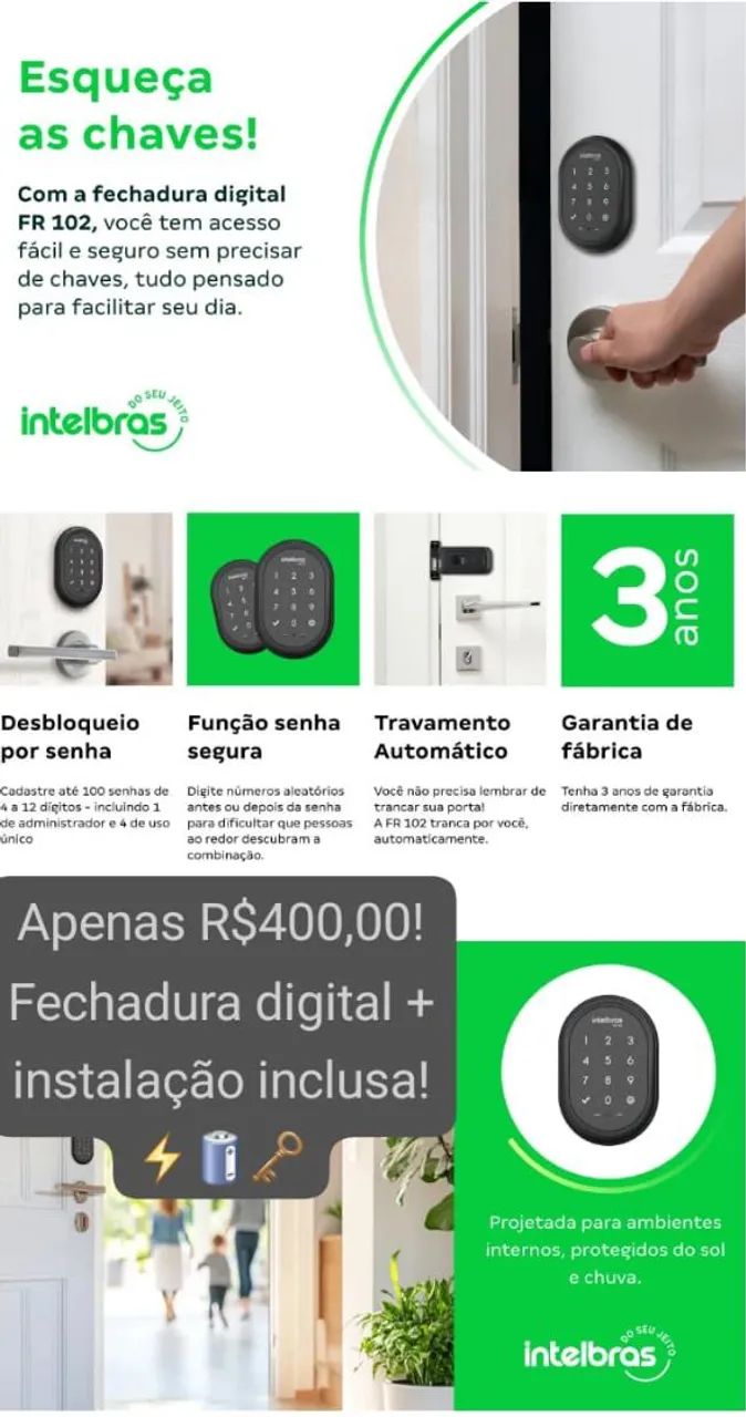 Fechadura digital Intelbras com instalação inclusa! R$ 400,00  - Foto 4