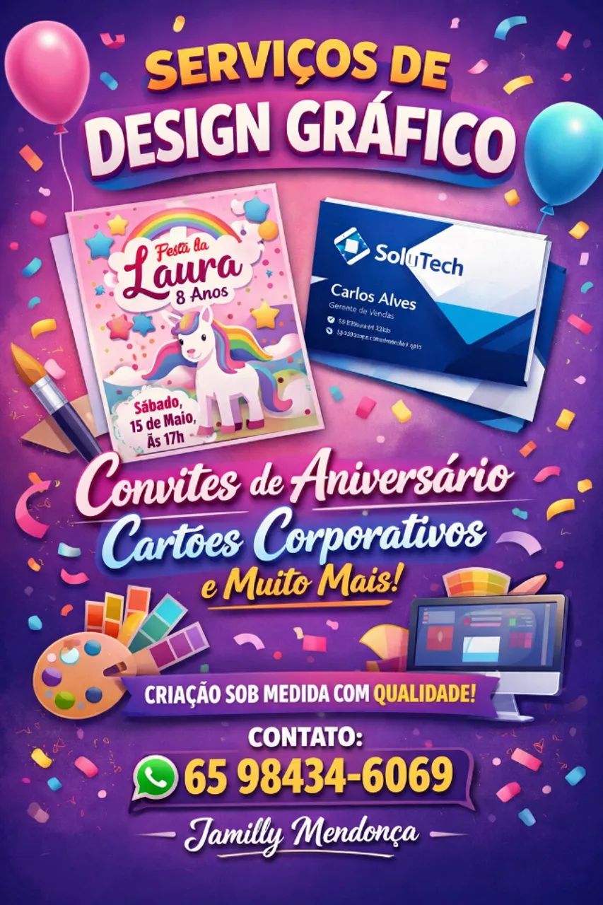 Faço convites, artes digitais, slides e vídeos personalizados