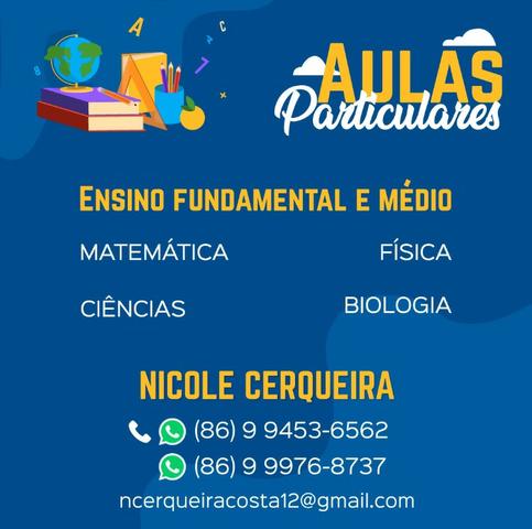 Aulas particulares R$40,00/hora