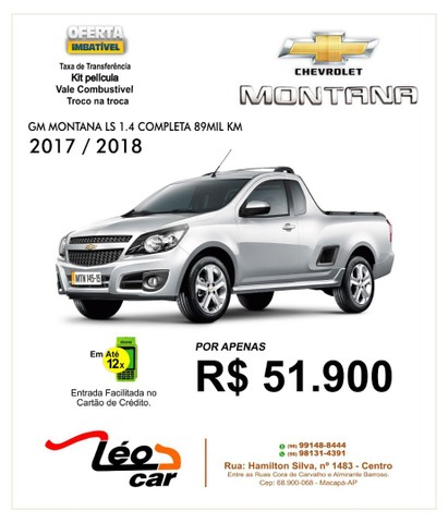 VENDO UMA LINDA GM MONTANA LS COMPLETA 89MIL KM 2017 / 2018