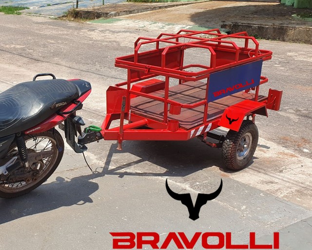 Reboque BRAVOLLI ' PI + Carretinha para moto carga, água, gás, baú, transporte  - Foto 5