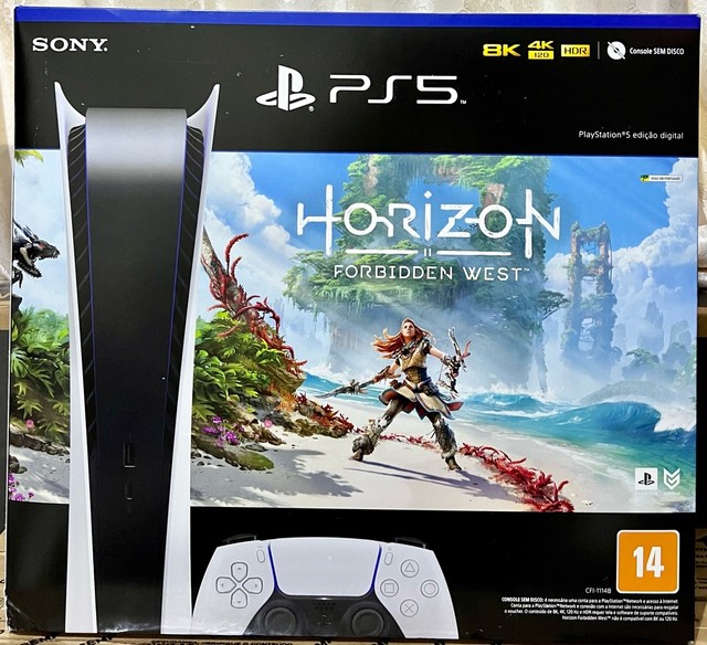 PlayStation 5 Digital + Horizon Forbidden - Nacional, Novo, Lacrado com NF e Garantia 