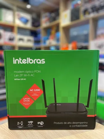 Modem Optico Pon LAN 2p Wifi Ac-Wifiber 120AC Intelbras - Loja Física | Até 6x Sem Juros
