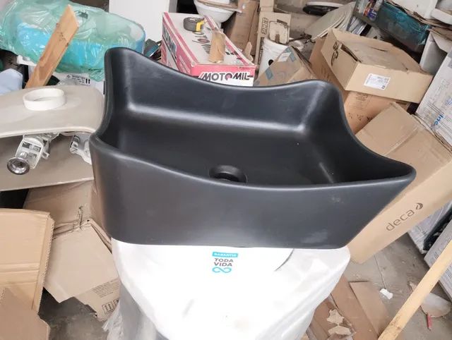Cuba de apoio retangular preto fosco 45x35 leggera agnesti 