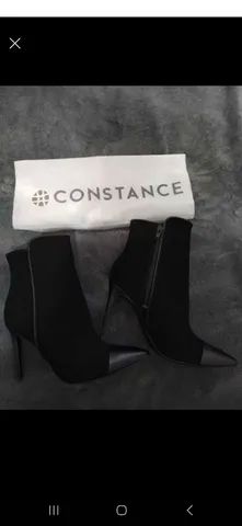 Constance Ankle Boot Preta Nobuck Bico Napa Tamanho 36 - Calçados