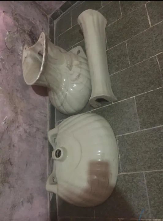 Kit antigo concha do mar, bidê, lavatório + suporte - Foto 2