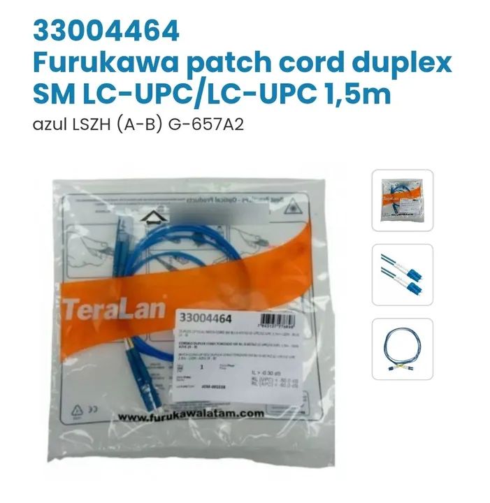 Cordão óptico Furukawa LC/LC 1,5m SM