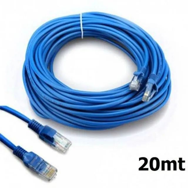 20M Cabo de Rede Azul completo cat5 Rj45 clipado completo 