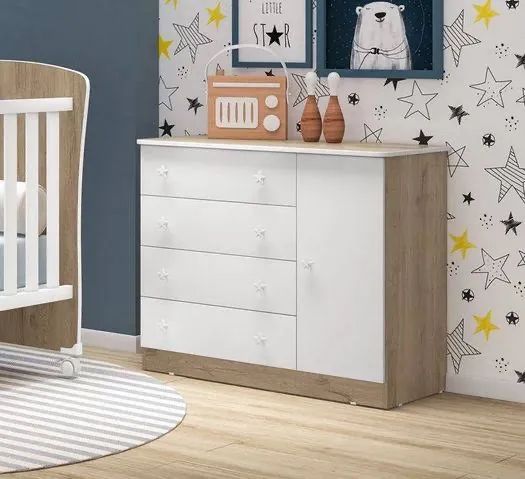 Comoda Infantil 1 porta 4 Gavetas Nova 