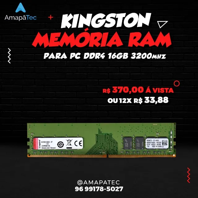 Memória Kingston DIMM 16GB 3200MHz