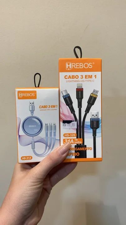 Cabos USB 3 em 1