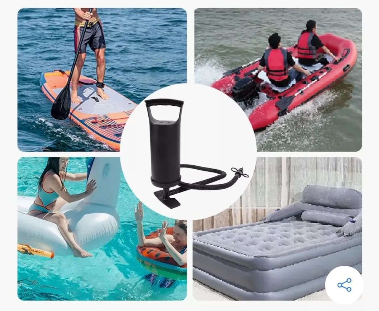 Bomba De Ar Inflar  Manual Colchoes Piscina  Infláveis Boia  - Foto 3