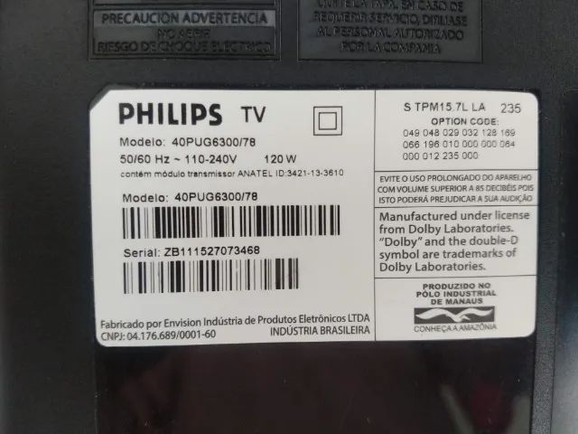 Sensor Controle Remoto (cr) Tv Philips 40pug6300/78 Original - Brinde controle sem tampa t - Foto 2