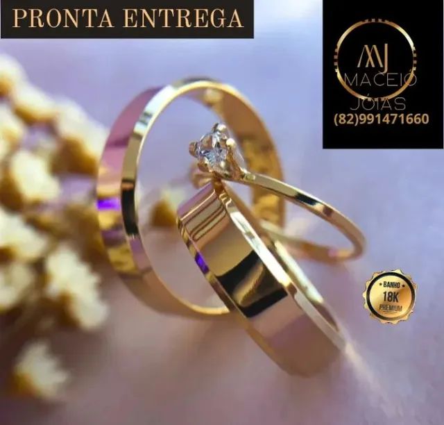 KIT DE ALIANÇAS BANHADAS A OURO 18 K  - Foto 4