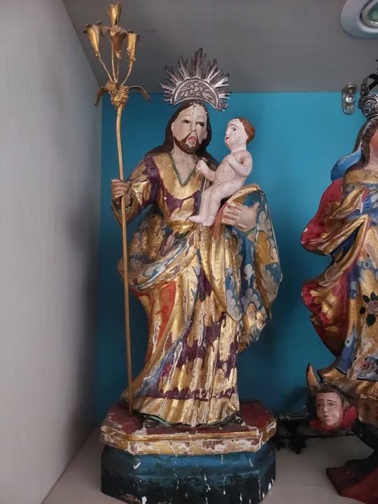 Escultura de São José com o Menino Jesus - Antiga