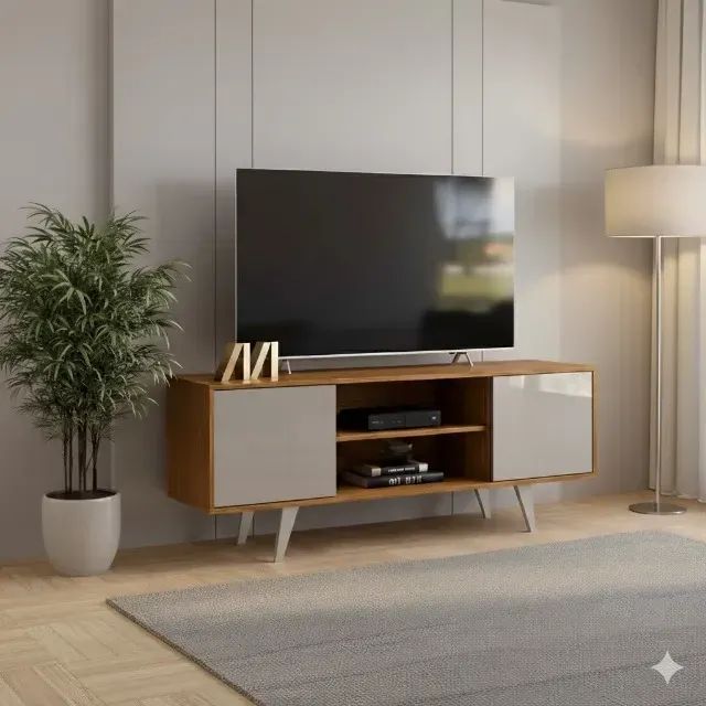 Rack bancada Fendi nature para tv ate 55 polegadas   