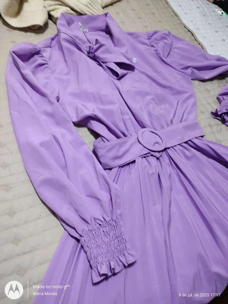 Vestido vintage lilás com cinto - Foto 2